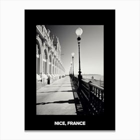Poster Of Nice, France, Mediterranean Black And White Photography Analogue 4 Canvas Print