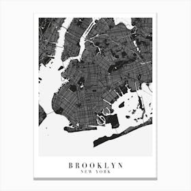 Brooklyn New York Minimal Black Mono Street Map Canvas Print