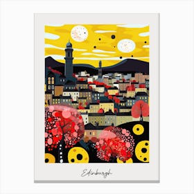 Poster Of Edinburgh, Illustration In The Style Of Pop Art 2 Canvas Print