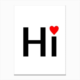 Hi heart Canvas Print