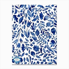 Blue Floral Pattern 1 Canvas Print