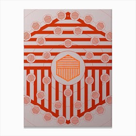 Geometric Abstract Glyph Circle Array in Tomato Red n.0152 Canvas Print