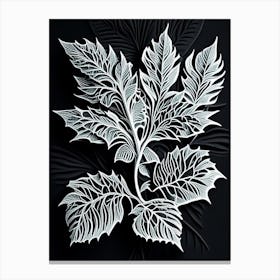 Mint Leaf Linocut 3 Canvas Print