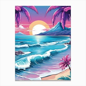 Sunset Beach Painting Canvas Print