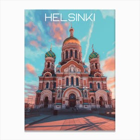 Colourful Finland Helsinki travel poster Art Print Canvas Print