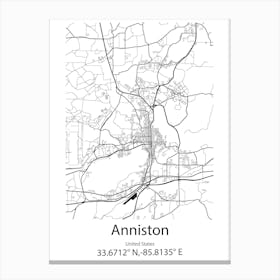 Anniston,United States Minimalist Map Canvas Print