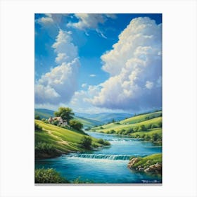 Cumulus Clouds Billowing Gentle Giants Against A Backdrop Of Vivid Azure Sky Tower Over A Varied (1) 1 Canvas Print