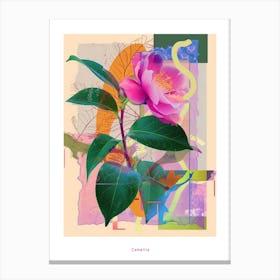 Camellia 1 Neon Flower Collage Poster Canvas Print