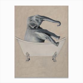 Elephant In Bathtub Canvas Print