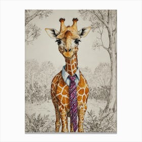 Giraffe In A Tie Canvas Print