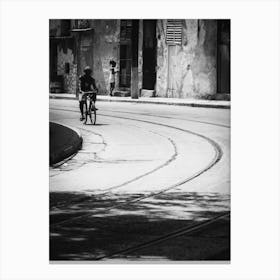 Urban Cyclist Of Havana Canvas Print