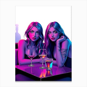 Two Girls At A Bar Canvas Print