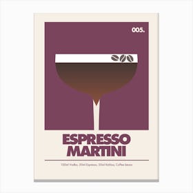 Espresso Martini, Cocktail Print (Burgundy) Canvas Print