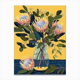 Proteas Flowers On A Table   Contemporary Illustration 3 Canvas Print