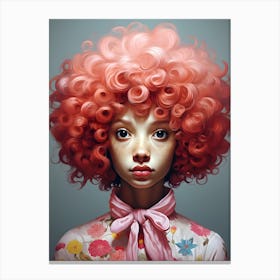 The Girl With Rosy Pink Curly Hair 1 Canvas Print