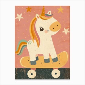 Unicorn On A Skateboard Muted Pastel 2 Canvas Print