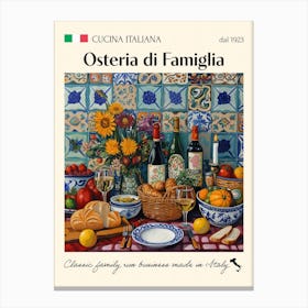 Osteria Di Famiglia Trattoria Italian Poster Food Kitchen Canvas Print