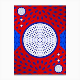 Geometric Abstract Glyph in White on Red and Blue Array n.0061 Canvas Print