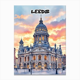 Leeds Travel Retro Vintage V 01 Canvas Print