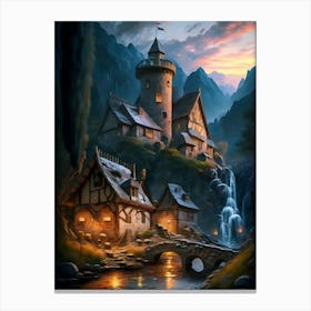 Castle At Night Canvas Print