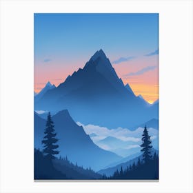 Misty Mountains Vertical Composition In Blue Tone 214 Canvas Print