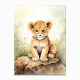 Colouring Watercolour Lion Art Painting 4 Canvas Print