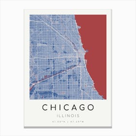 Chicago Map Print - Titien style Canvas Print