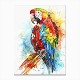 Macaw Colourful Watercolour 2 Canvas Print