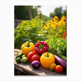 Assorted Vegetables Straight From The Garden Rich In Color And Variety Including Vibrant Red Tomat (5) Canvas Print