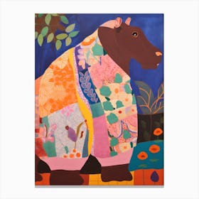 Maximalist Animal Painting Hippopotamus 1 Canvas Print