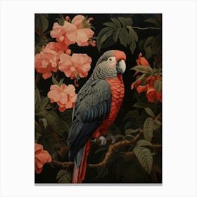 Dark And Moody Botanical Parrot 2 Canvas Print