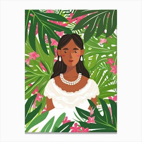 Hawaiian Girl In The Jungle Canvas Print