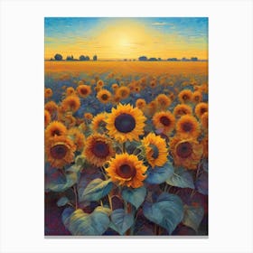 Sunflowers At Sunset Canvas Print