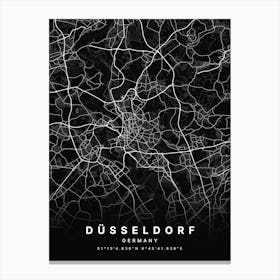 Dusseldorf Germany Black Map Canvas Print