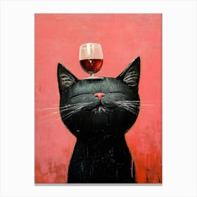 Cat Balances Wine 6 Canvas Print