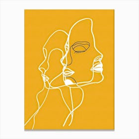 Simplicity Lines Woman Abstract In Yellow 5 Canvas Print