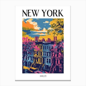 Harlem New York Colourful Silkscreen Illustration 2 Poster Canvas Print