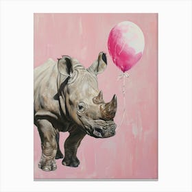 Cute Rhinoceros 2 With Balloon Canvas Print