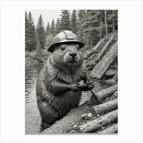 Beaver In A Hard Hat 1 Canvas Print