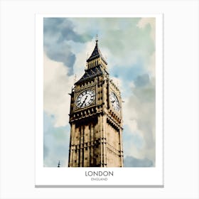 London 2 Watercolour Travel Poster Canvas Print