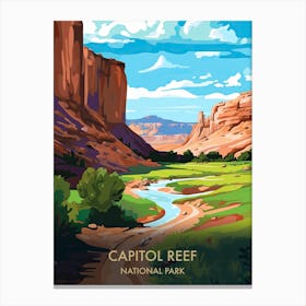 Capitol Reef National Park Travel Poster Illustration Style 3 Canvas Print