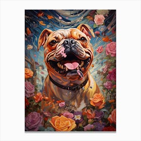 Bulldog In Roses Canvas Print