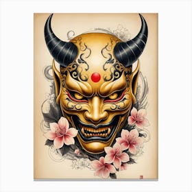 Floral Irezumi The Traditional Japanese Tattoo Hannya Mask (41) Canvas Print