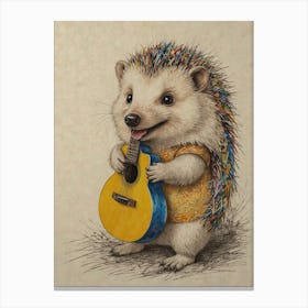 Hedgehog Playing Guitar 17 Canvas Print