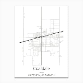 Coaldale,Canada Minimalist Map Canvas Print