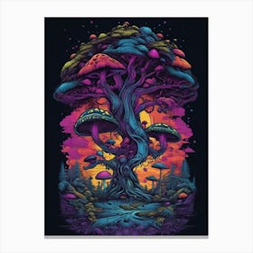Sdxl 09 Tree Of Psychedelic Mushrooms Landscape Surrounded By 0 Canvas Print