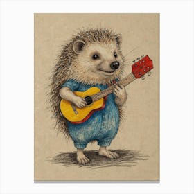 Hedgehog Playing Guitar 16 Canvas Print