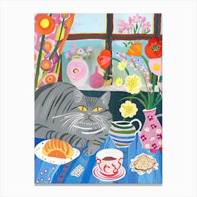 Tea Time With A British Shorthair Cat 2 Canvas Print