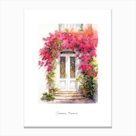 Cannes, France   Mediterranean Doors Watercolour Painting 1 Poster Canvas Print