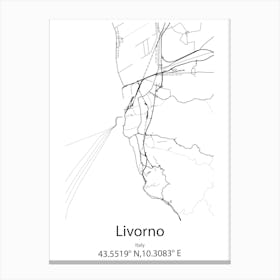 Livorno,Italy Minimalist Map Canvas Print